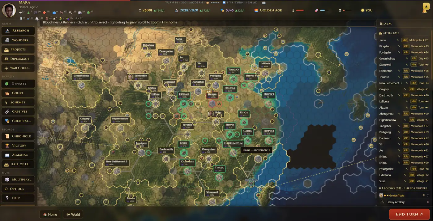 Bloodlines & Banners world map, Classical era
